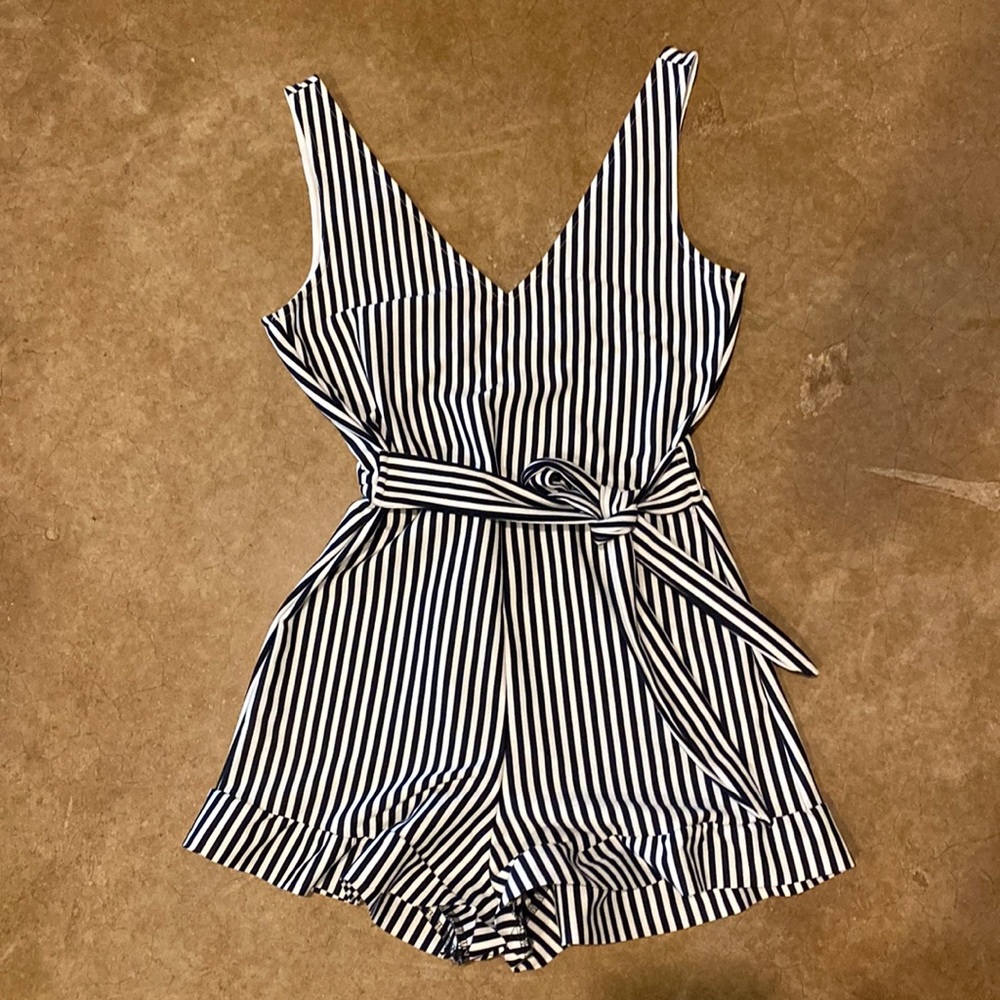 Soft, striped, beach romper